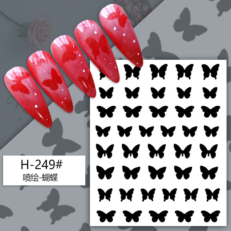 6pcs Hollow Nail Stickers Nail Stencils for Nail Art Butterfly Heart Star Sticker