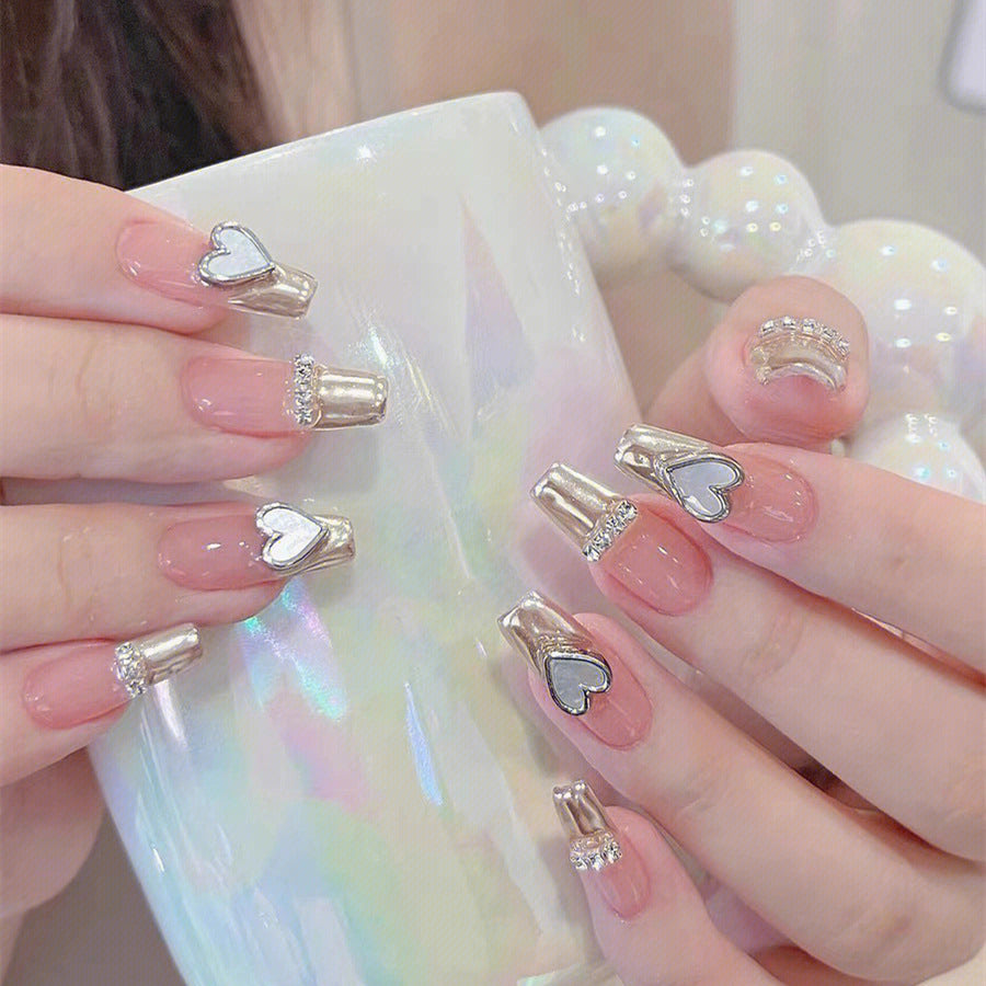 3D Fritillary Peach Heart Alloy Jewelry Diamond Rhinestone for Nail DIY