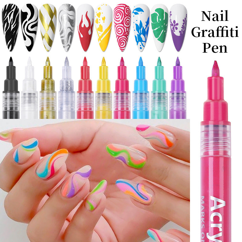 3D graffiti nail art pen with fine tip for detailed dot and line work