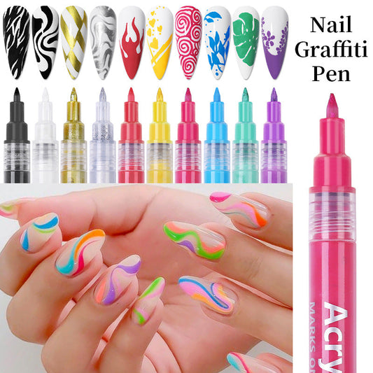3D graffiti nail art pen with fine tip for detailed dot and line work