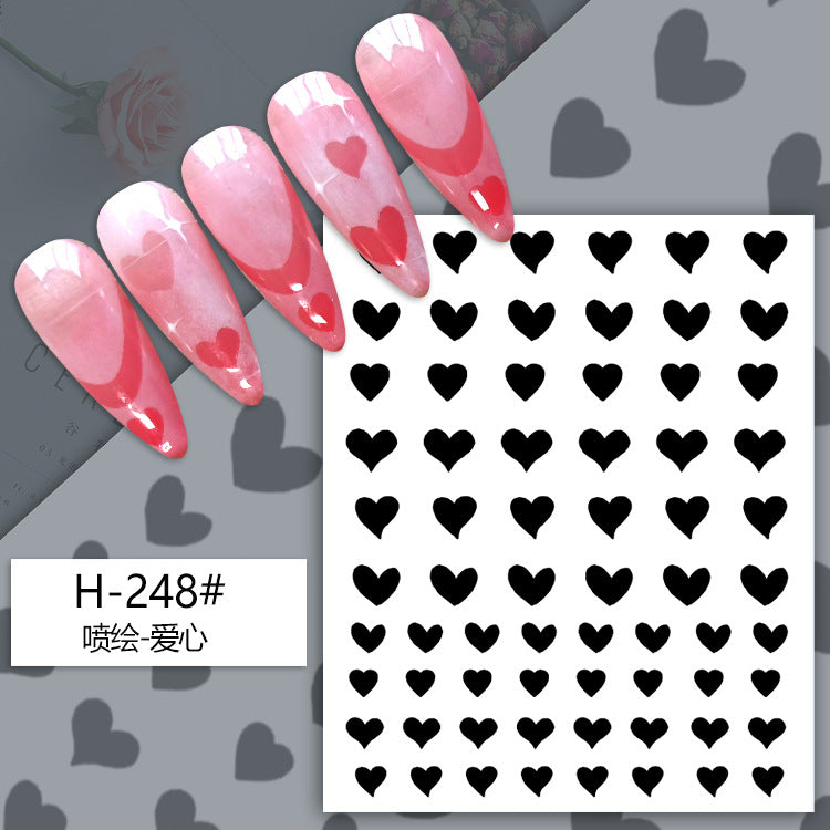 6pcs Hollow Nail Stickers Nail Stencils for Nail Art Butterfly Heart Star Sticker
