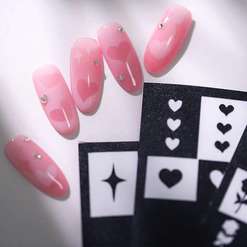 16 Pcs Butterfly Heart Star Hollow Nail Stickers DIY Decals