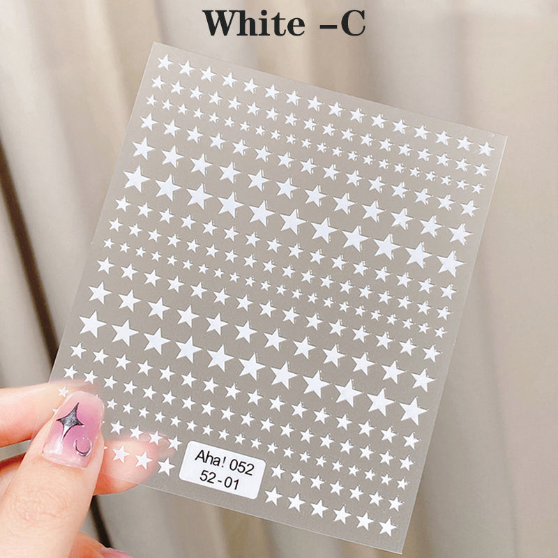 Close-up of star sticker showing twinkling shape and shimmering finish