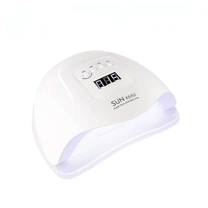 A white 80W UV LED nail lamp with a digital display and various control buttons on the top panel.