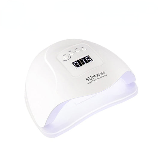 A white 80W UV LED nail lamp with a digital display and various control buttons on the top panel.