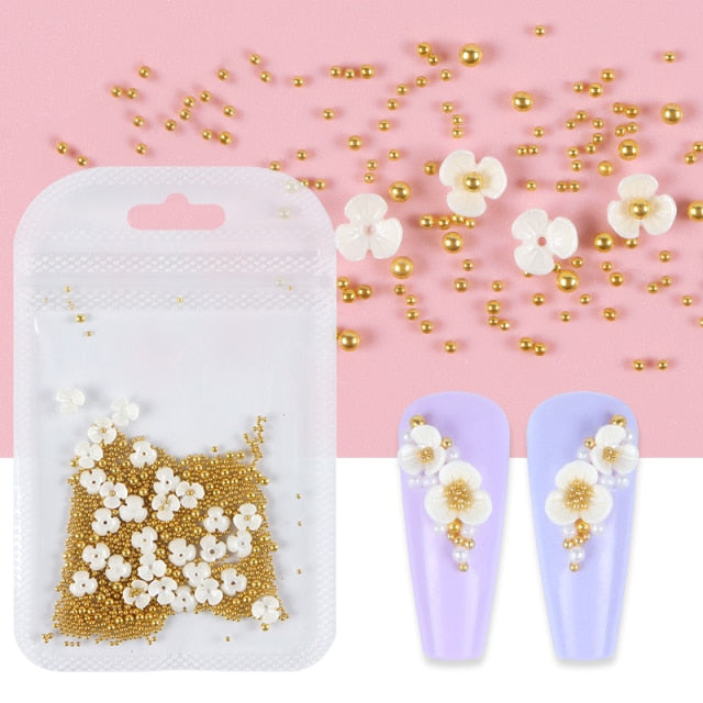 3D White Flower Nail Art Charm Decoration Decals Nail Art Gem